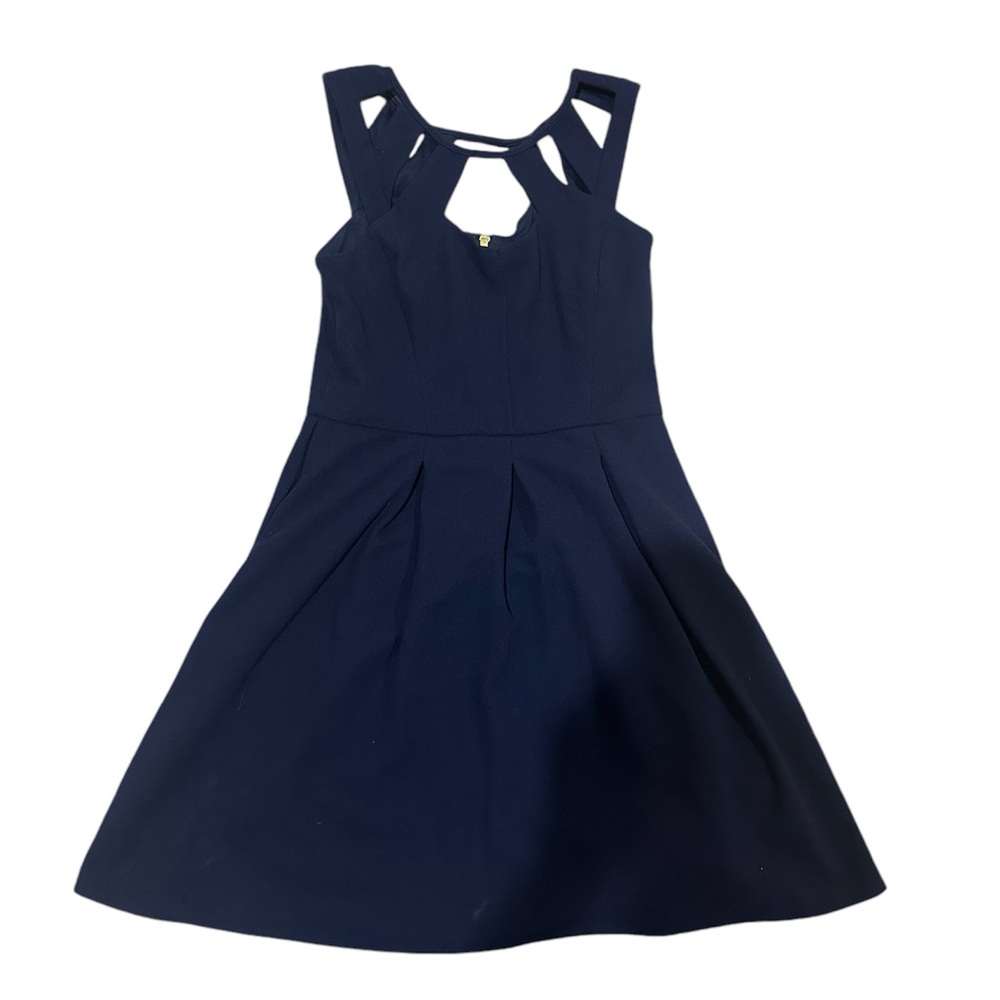 Betsey Johnson - Navy Blue Cut-out Fit & Flare Sleeveless Dress w/ pockets (12)